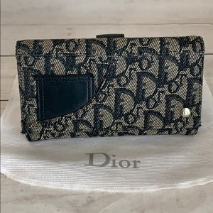 CHRISTIAN DIOR Navy Trotter Tri-Fold Wallet