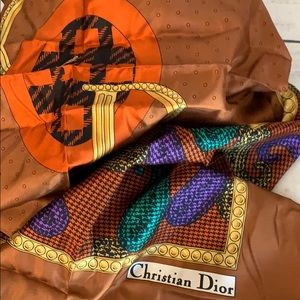 CHRISTIAN DIOR Golden Paisley Silk Scarf - Image 5