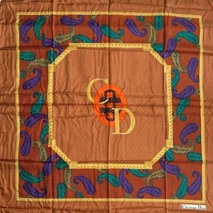CHRISTIAN DIOR Golden Paisley Silk Scarf