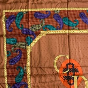 CHRISTIAN DIOR Golden Paisley Silk Scarf - Image 2