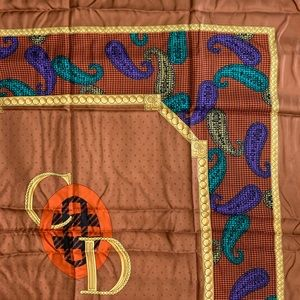 CHRISTIAN DIOR Golden Paisley Silk Scarf - Image 3