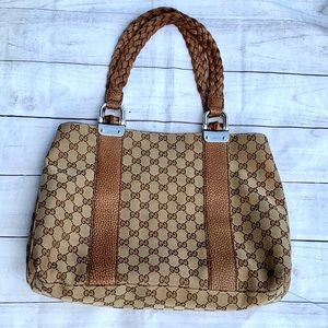 GUCCI Large GG Canvas Bamboo Bar Bag