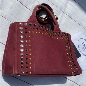 PRADA Studded Canapa 2 Way Bag - Image 2