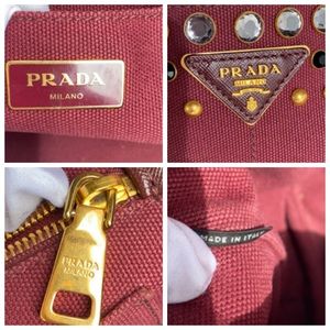PRADA Studded Canapa 2 Way Bag - Image 8