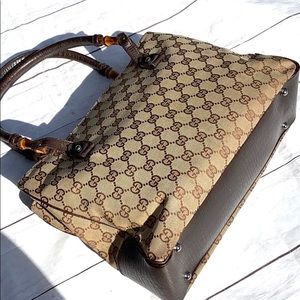 📍SOLD GUCCI GG Canvas Bamboo Tote - Image 3