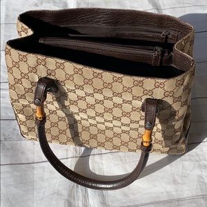 📍SOLD GUCCI GG Canvas Bamboo Tote - Image 4
