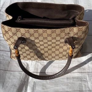 📍SOLD GUCCI GG Canvas Bamboo Tote - Image 5
