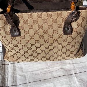 📍SOLD GUCCI GG Canvas Bamboo Tote - Image 6