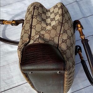 📍SOLD GUCCI GG Canvas Bamboo Tote - Image 9