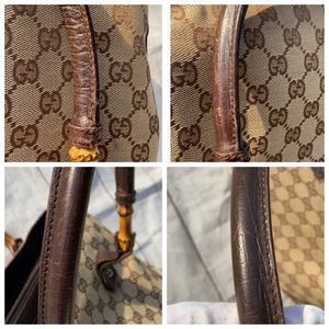 📍SOLD GUCCI GG Canvas Bamboo Tote - Image 14