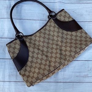 GUCCI Canvas Leather Shoulder Bag - Image 4