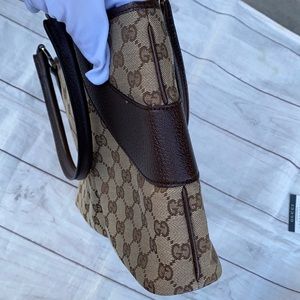 GUCCI Canvas Leather Shoulder Bag - Image 5