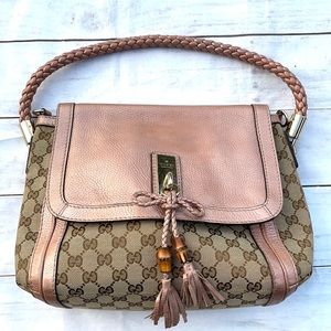 💥HOLD GUCCI Canvas Bella Flap Shoulder Bag