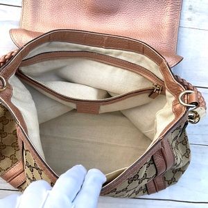 💥HOLD GUCCI Canvas Bella Flap Shoulder Bag - Image 4