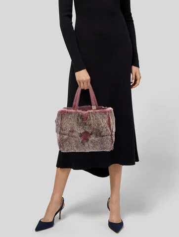Chanel Suede-Trimmed Fur Tote - view 2