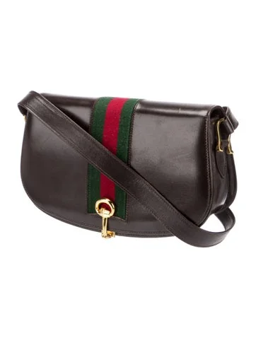 Gucci Vintage Leather Web Shoulder Bag - view 3