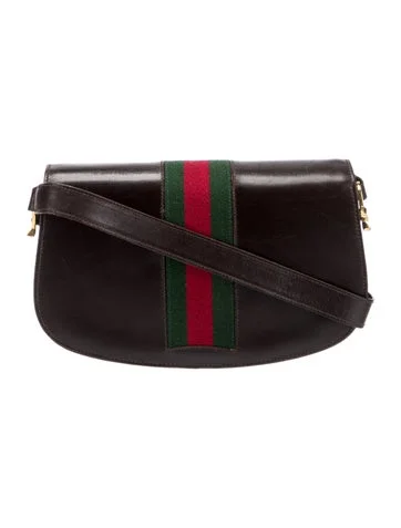 Gucci Vintage Leather Web Shoulder Bag - view 4