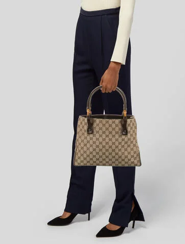 Gucci GG Canvas Bamboo Tote - view 2