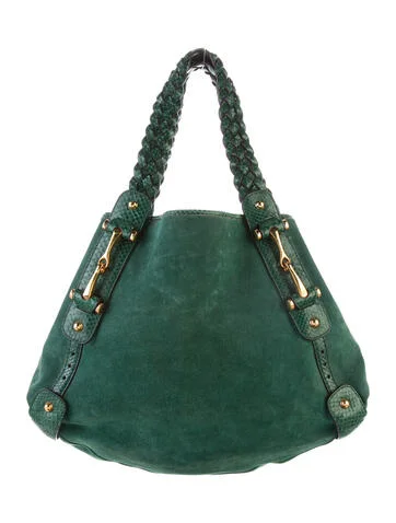 Gucci Medium Snakeskin-Trimmed Pelham Bag