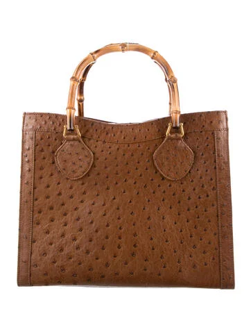 Gucci Vintage Ostrich Bamboo Tote - view 4