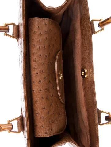 Gucci Vintage Ostrich Bamboo Tote - view 5