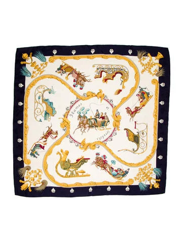 Hermès Plumes et Grelots Silk Scarf