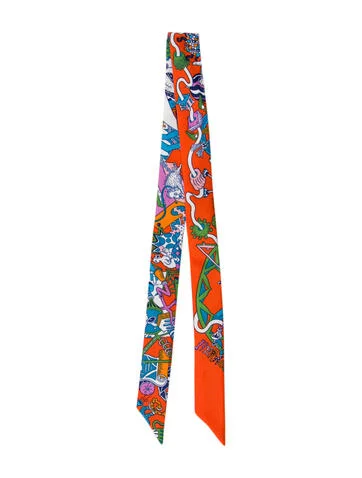 Hermès La Folle Parade Doll Twilly Silk Scarf