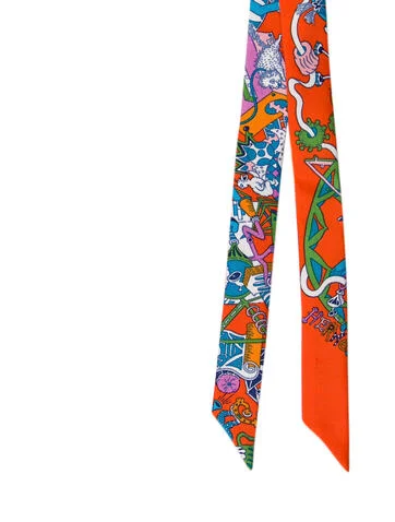 Hermès La Folle Parade Doll Twilly Silk Scarf - view 2