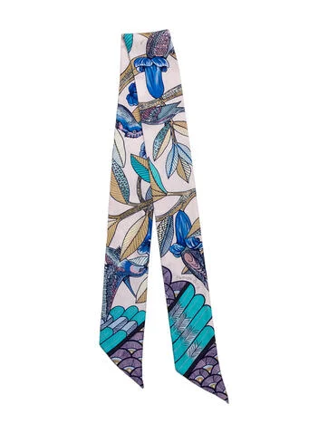 Hermès Tree of Song Silk Twilly Scarf